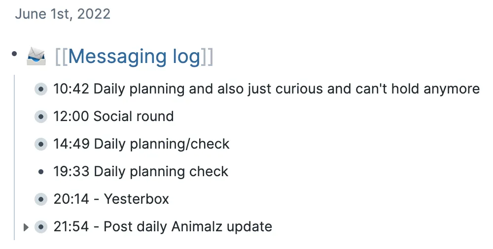 Entries from my daily messaging log.