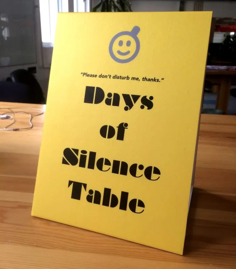 creativity days of silence table